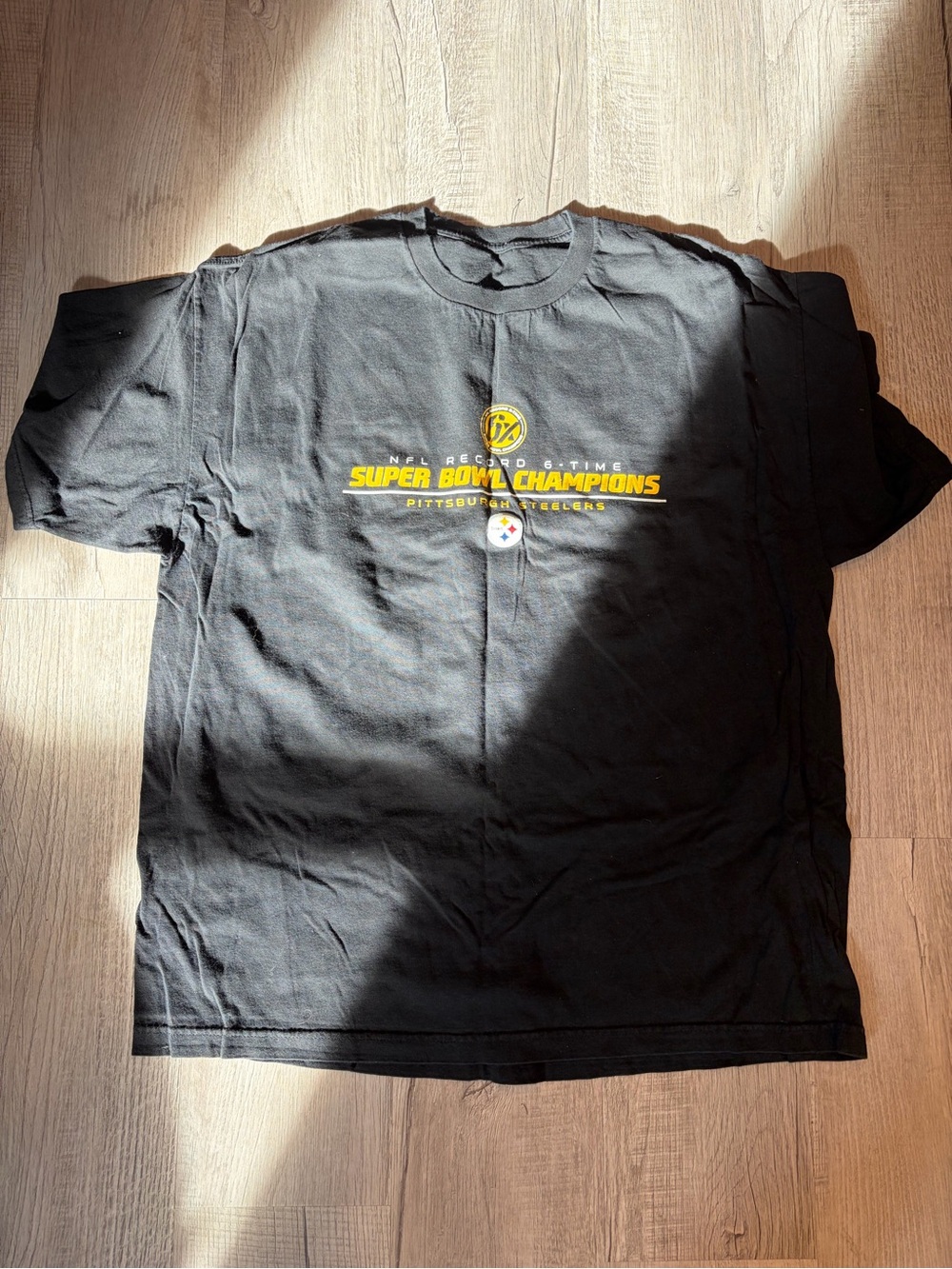 Reebok Black and Yellow Super Bowl Champions Short Sleeve Tee